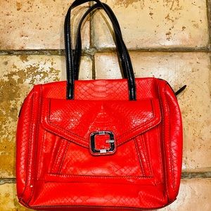 Guess Red Snakeskin Style Bag